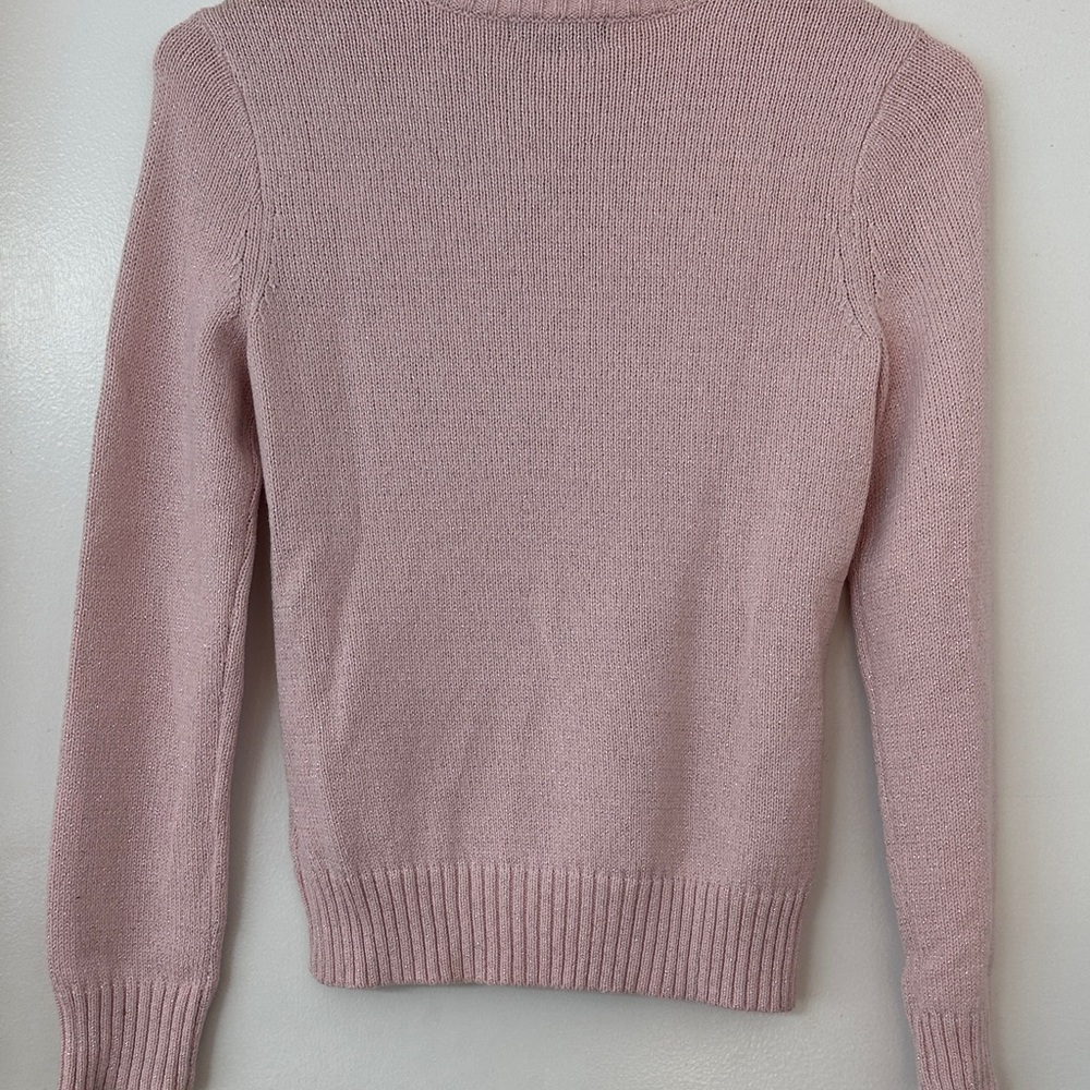 Chaps Women's Light Pink Cable Crewneck Sweater - Picture 5 of 5